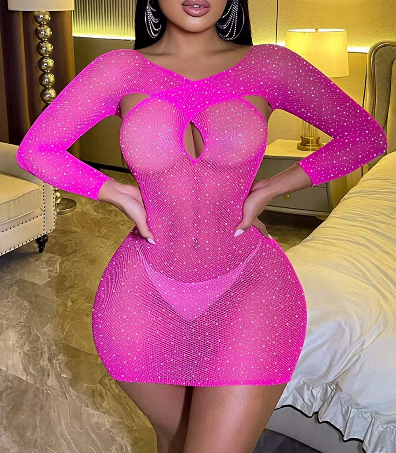 Love in Leather - Rhinestone Dress Long Sleeve