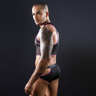 Men's Top/Trunks Set Pink Edging