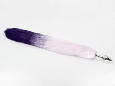 Love In Leather - Purple Fox Tail w Aluminium Butt Plug Small