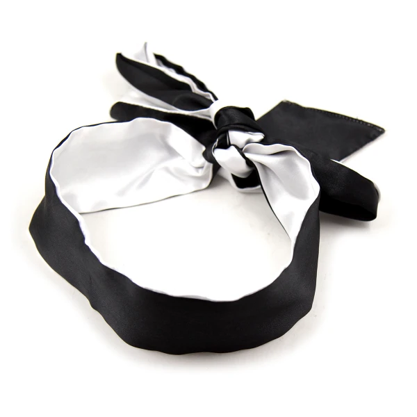 Poison Rose Satin Tie Blindfold Black/White