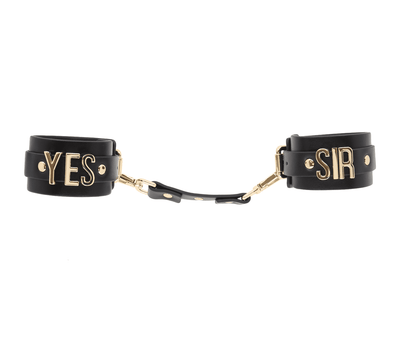 Love In Leather 'Yes Sir' Faux Leather Wrist Cuffs