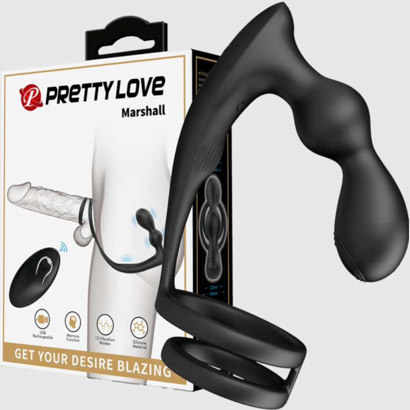 Marshall Remote Control Prostate Massager With Cock And Ball Ring