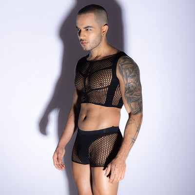 Men's Top/Trunks Set Mesh Circles