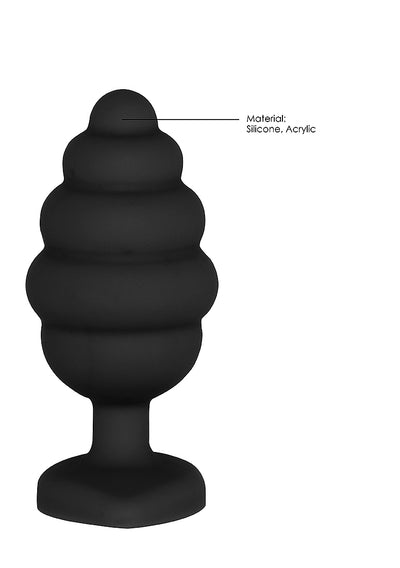 OUCH! Ribbed Diamond Heart Plug Black Large