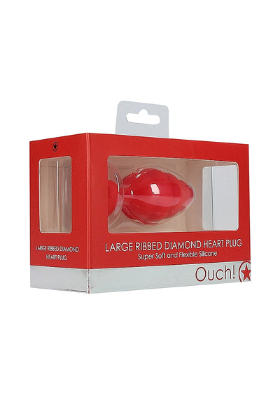 OUCH! Ribbed Diamond Heart Plug Black Large