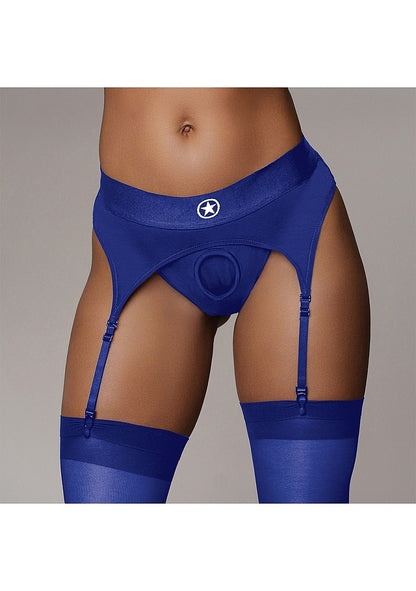 Ouch! Thong w/ Garter Vibrating Strap On Black M/L
