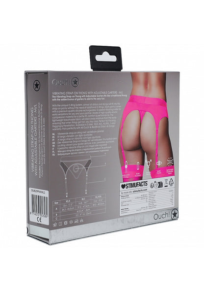 Ouch! Thong w/ Garter Vibrating Strap On Black M/L