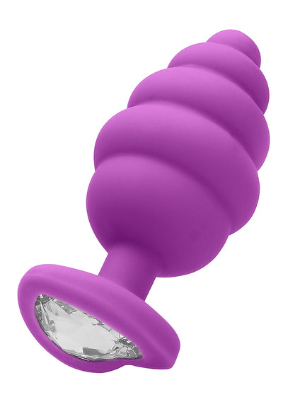 OUCH! Ribbed Diamond Heart Plug Black X/Large