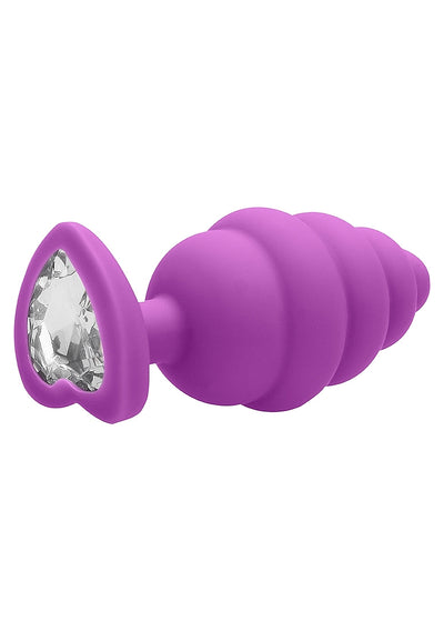 OUCH! Ribbed Diamond Heart Plug Black X/Large