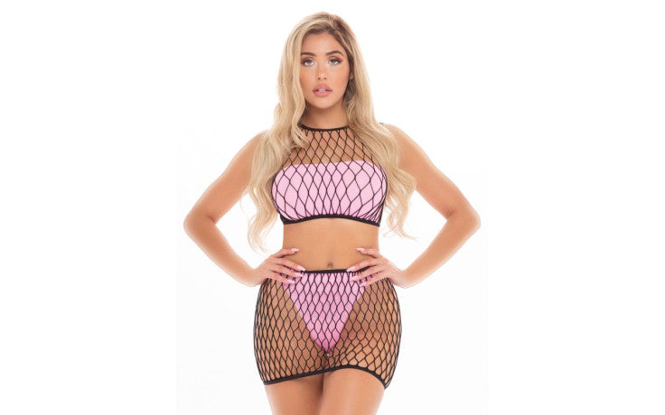 Pink Lipstick Crave You 4 Pc Bandeau Set Pink-Clothing - Bodystocking-Pink Lipstick-Danish Blue Adult Centres
