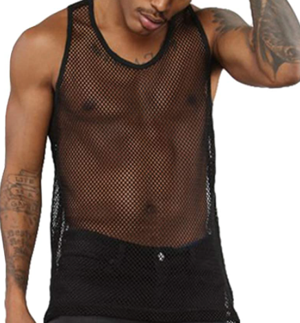 Mens Mesh Singlet Black Medium