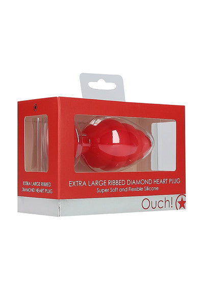 OUCH! Ribbed Diamond Heart Plug Black X/Large