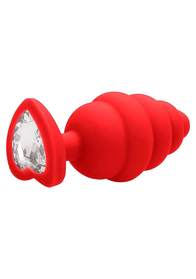 OUCH! Ribbed Diamond Heart Plug Black X/Large