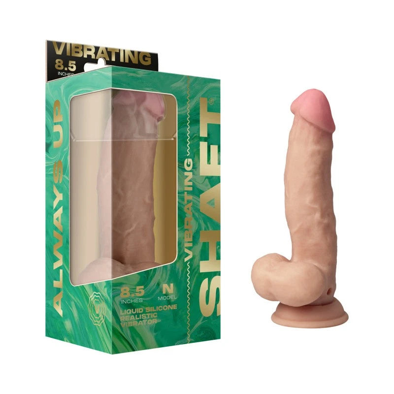 Shaft - Vibrating Model N - 8.5 in. Dual Density Silicone Dildo -