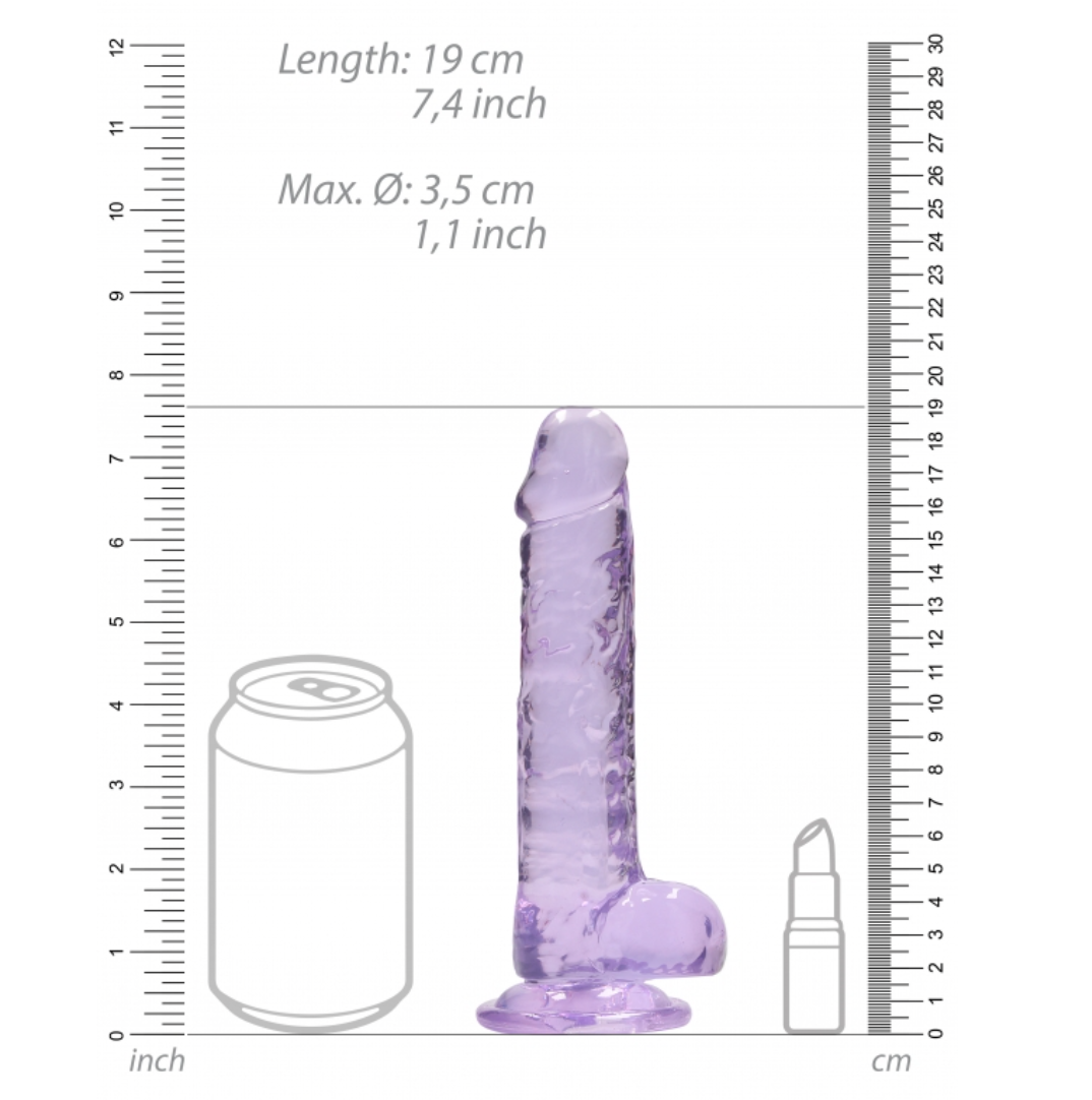 RealRock Crystal Clear Realistic With Balls 7"/17cm Purple