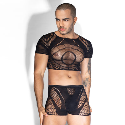 Men's Top/Trunks Set Mesh Pattern