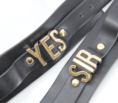 Love In Leather 'Yes Sir' Faux Leather Wrist Cuffs