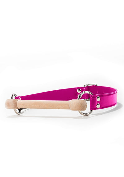 Wooden Bridle Gag With Leather Strap Black
