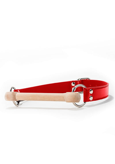Wooden Bridle Gag With Leather Strap Black