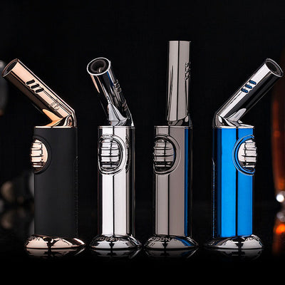 Jobon Premium Rotatable Jet Lighter (Black/Gold)-Lifestyle - Lighters - Jet Lighters-Excel-Danish Blue Adult Centres