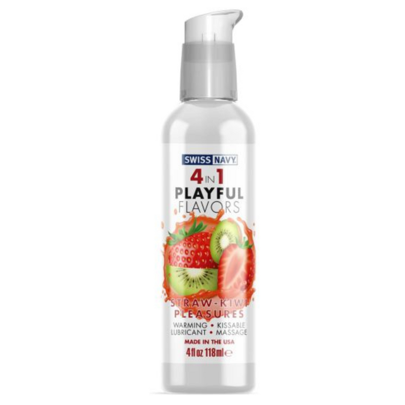Swiss Navy Playful 4 in 1 118ml Strawberry Kiwi-Lubricants & Essentials - Lube - Flavours-Swiss Navy-Danish Blue Adult Centres