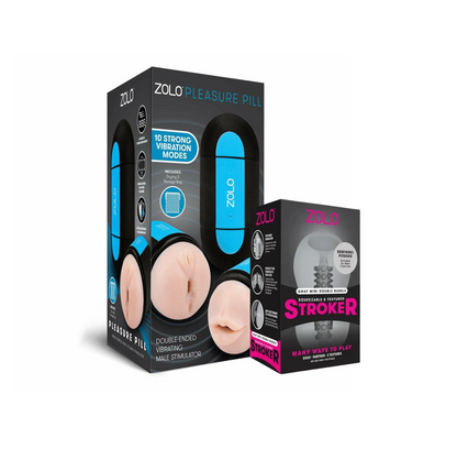 Zolo Pleasure Pill & Bubble Stroker Grey Bundle