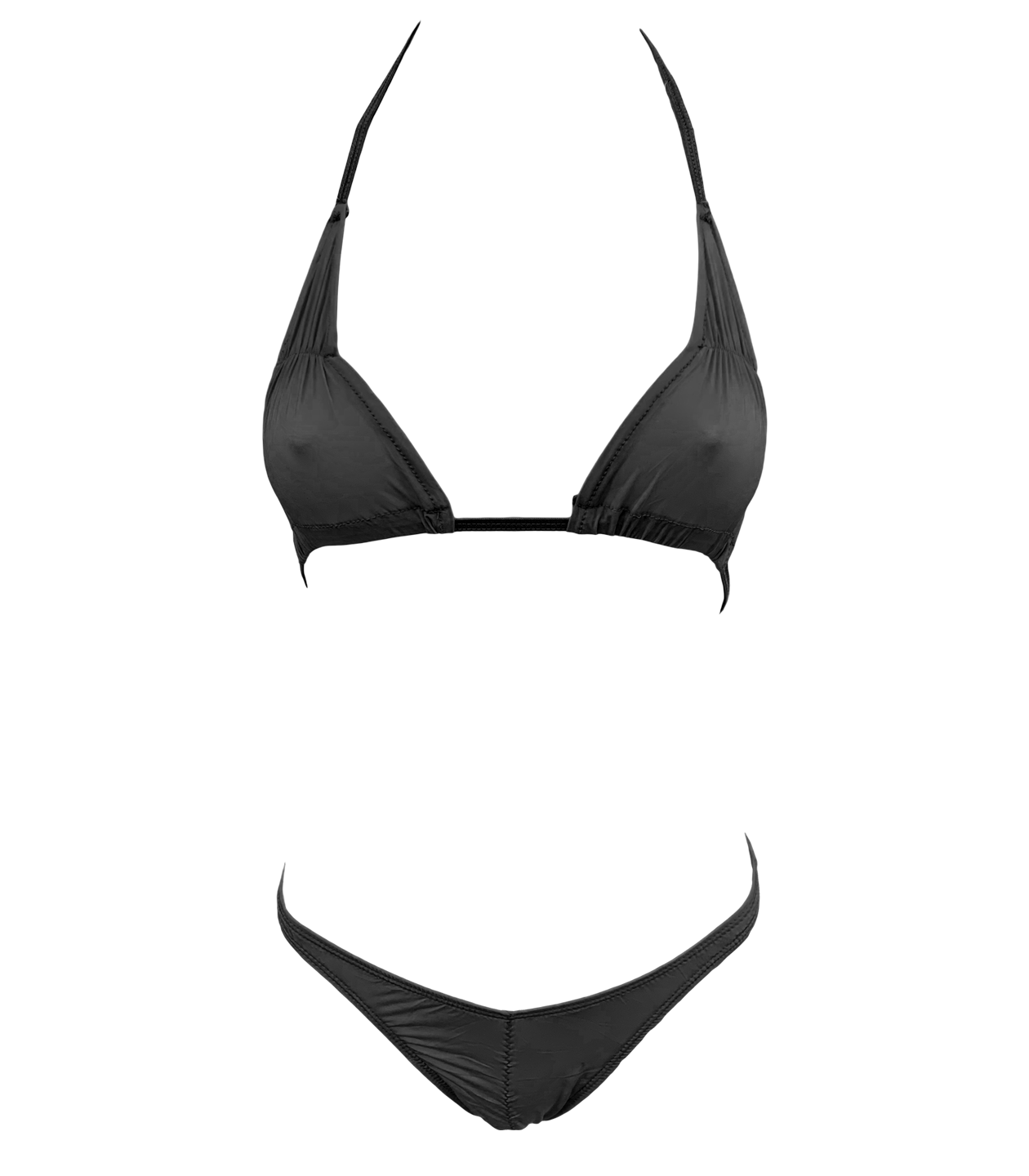 Love In Leather Spandex Fabric Bikini Black