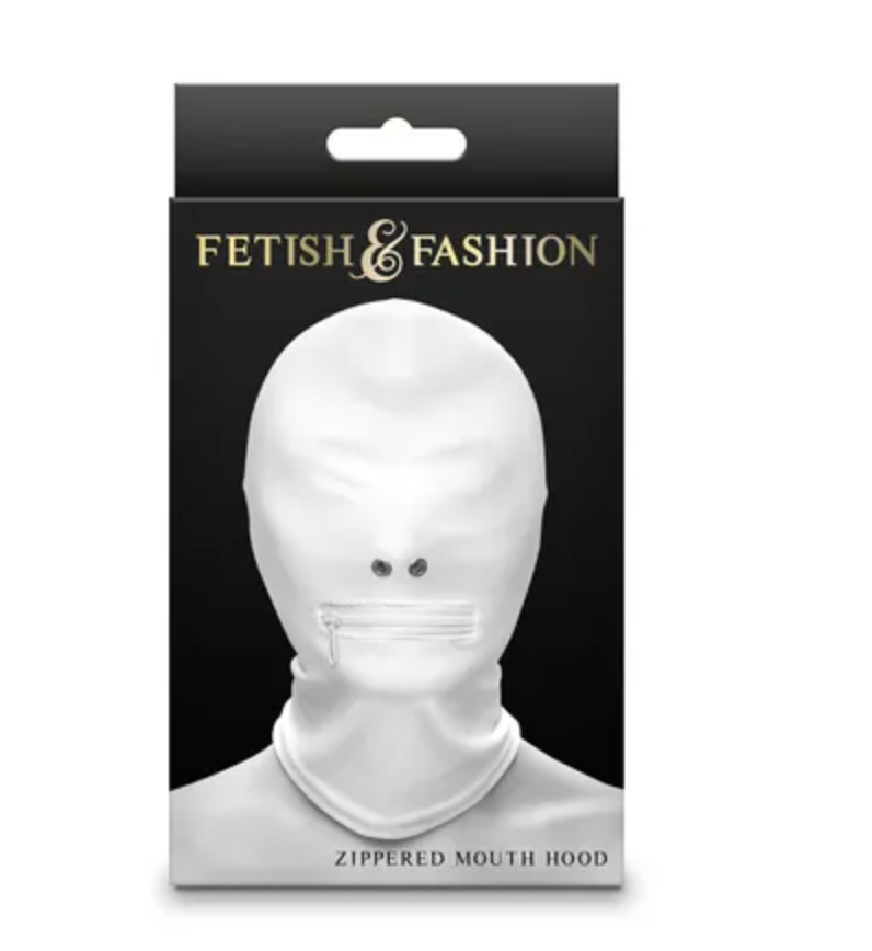 Fetish & Fashion - Zippered Mouth Hood - White