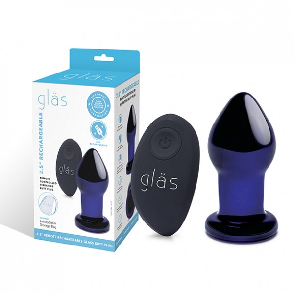 GLAS - 3.5" Rechargeable Remote Controlled Glass Vibrating Butt Plug