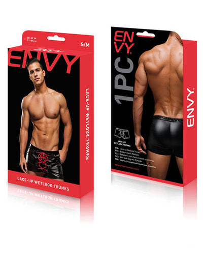 Envy Lace Up Wetlook Trunks Black/Red S/M