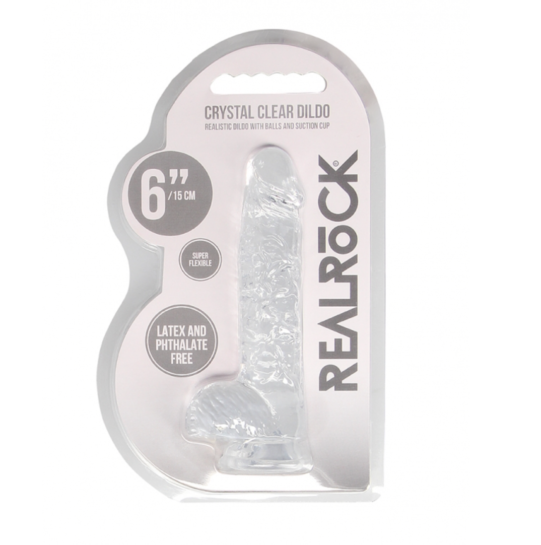 RealRock Crystal Clear Realistic With Balls 6"/15cm Translucent