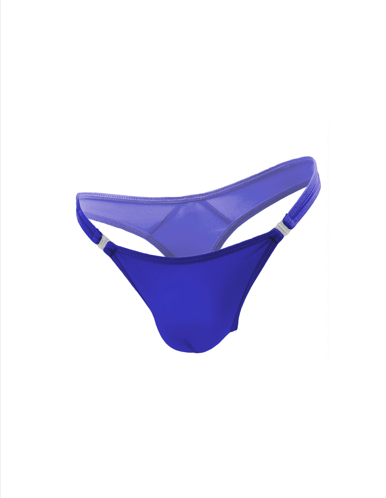 Love In Leather - Mens Lycra G-String With Quick Release Clips Blue L/XL