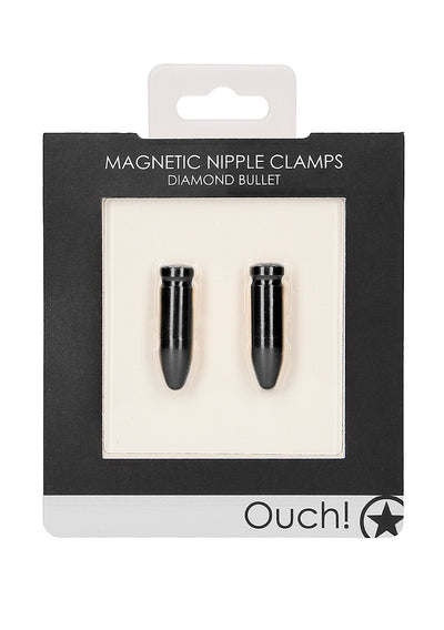 OUCH! Magnetic Nipple Clamps - Diamond Bullet  Black