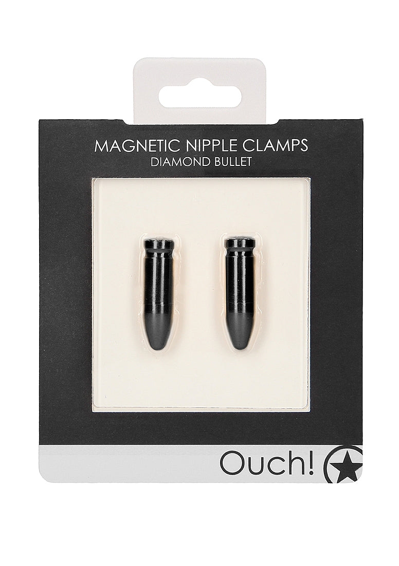 OUCH! Magnetic Nipple Clamps - Diamond Bullet - Black