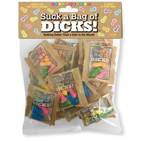 Suck a Bag of Dicks! Candy Bags (25 piece)-Novelty - Party-LITTLE GENIE-Danish Blue Adult Centres