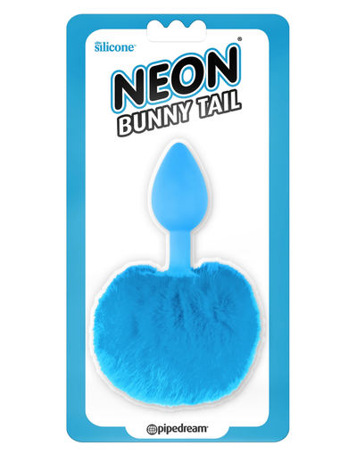 Neon Bunny Tail Butt Plug (Blue)