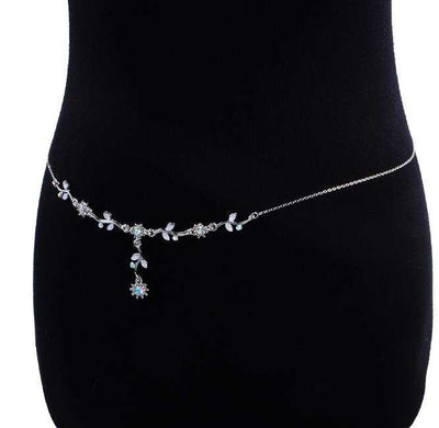 Poison Rose - Diamonte Suspender Waist Chain - Silver-Clothing - Accessories-Poison Rose-Danish Blue Adult Centres