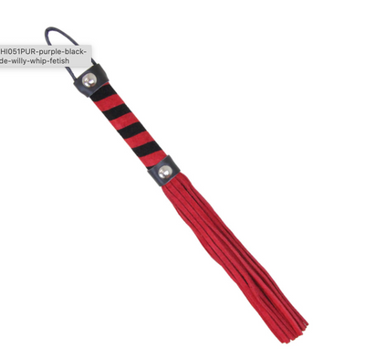 Love In Leather Seude Willy Whip (Red) 28cm-Bondage & Fetish - Floggers & Whips-Love In Leather-Danish Blue Adult Centres