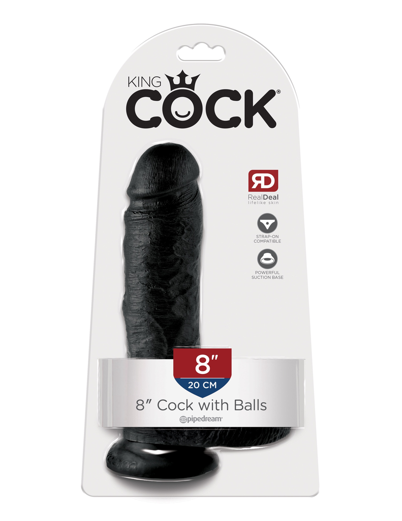 King Cock Realistic Dildo with balls 8inch Black-Adult Toys - Dildos - Realistic-King Cock-Danish Blue Adult Centres