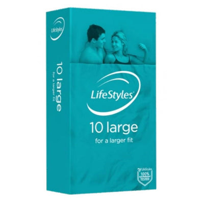 Ansell Lifestyles Condoms Large - 10 Pack-Lubricants & Essentials - Condoms-Ansell-Danish Blue Adult Centres