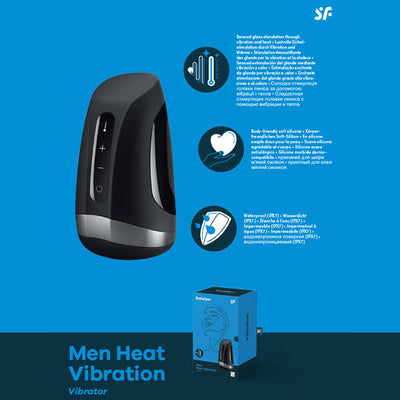Satisfyer Men Heat Vibration Masturbator (Black)-Adult Toys - Masturbators - Automatic& - Machines-Satisfyer-Danish Blue Adult Centres