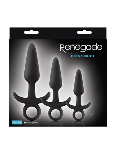 Renegade 3 Piece Mens Tool Kit (Black)-Adult Toys - Anal - Plugs-Renegade-Danish Blue Adult Centres
