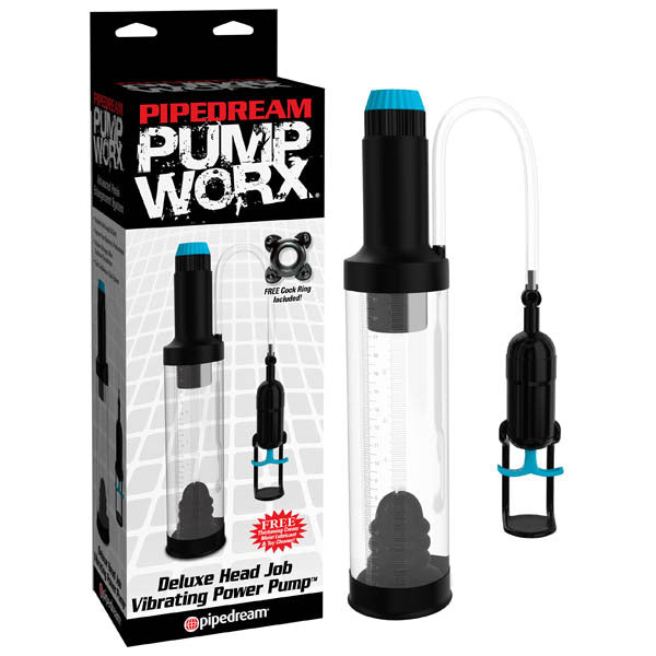 Pump Worx Deluxe Head Job Vibrating Pump (Black)-Unclassified-Pipedream-Danish Blue Adult Centres