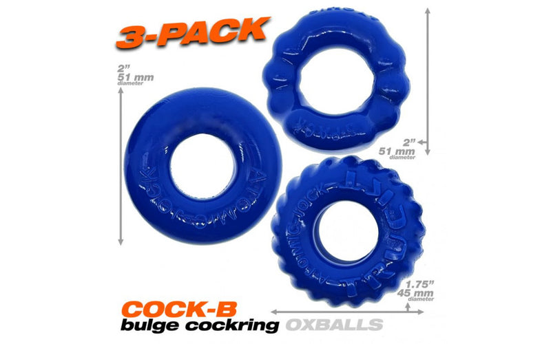 Bonemaker 3 Pc Cockring Set Pool Blue-Adult Toys - Cock Rings-Oxballs-Danish Blue Adult Centres