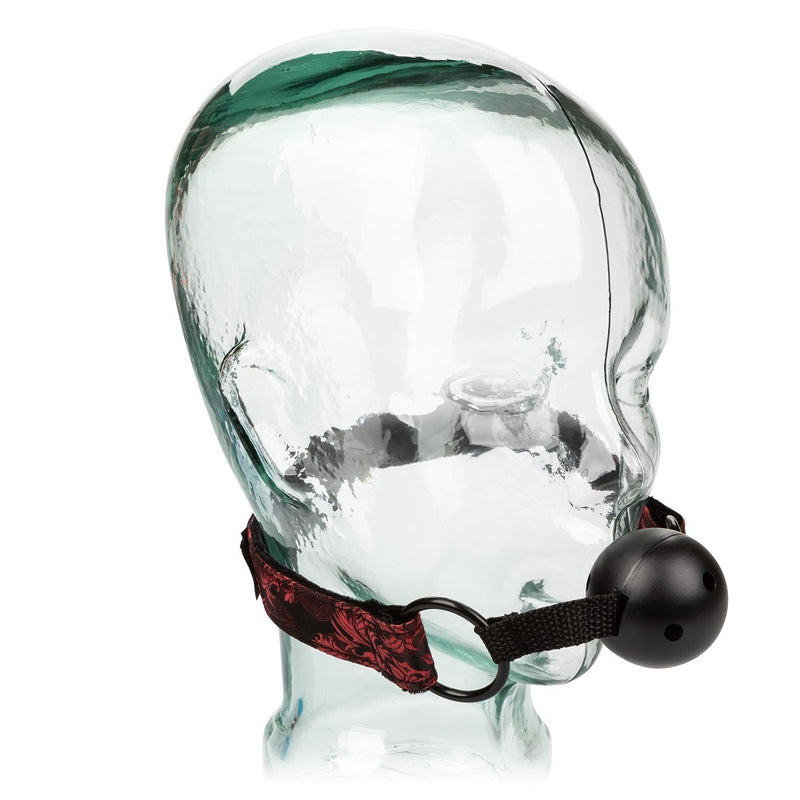 CalExotics Scandal Breathable Ball Gag With Cuffs Red-Bondage & Fetish - Cuffs & Restraints-CalExotics-Danish Blue Adult Centres