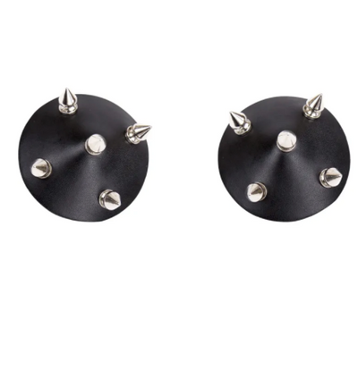 Love In Leather - Faux Leather Nipple Pasties With Studs-Clothing - Accessories - Nipple-Love In Leather-Danish Blue Adult Centres