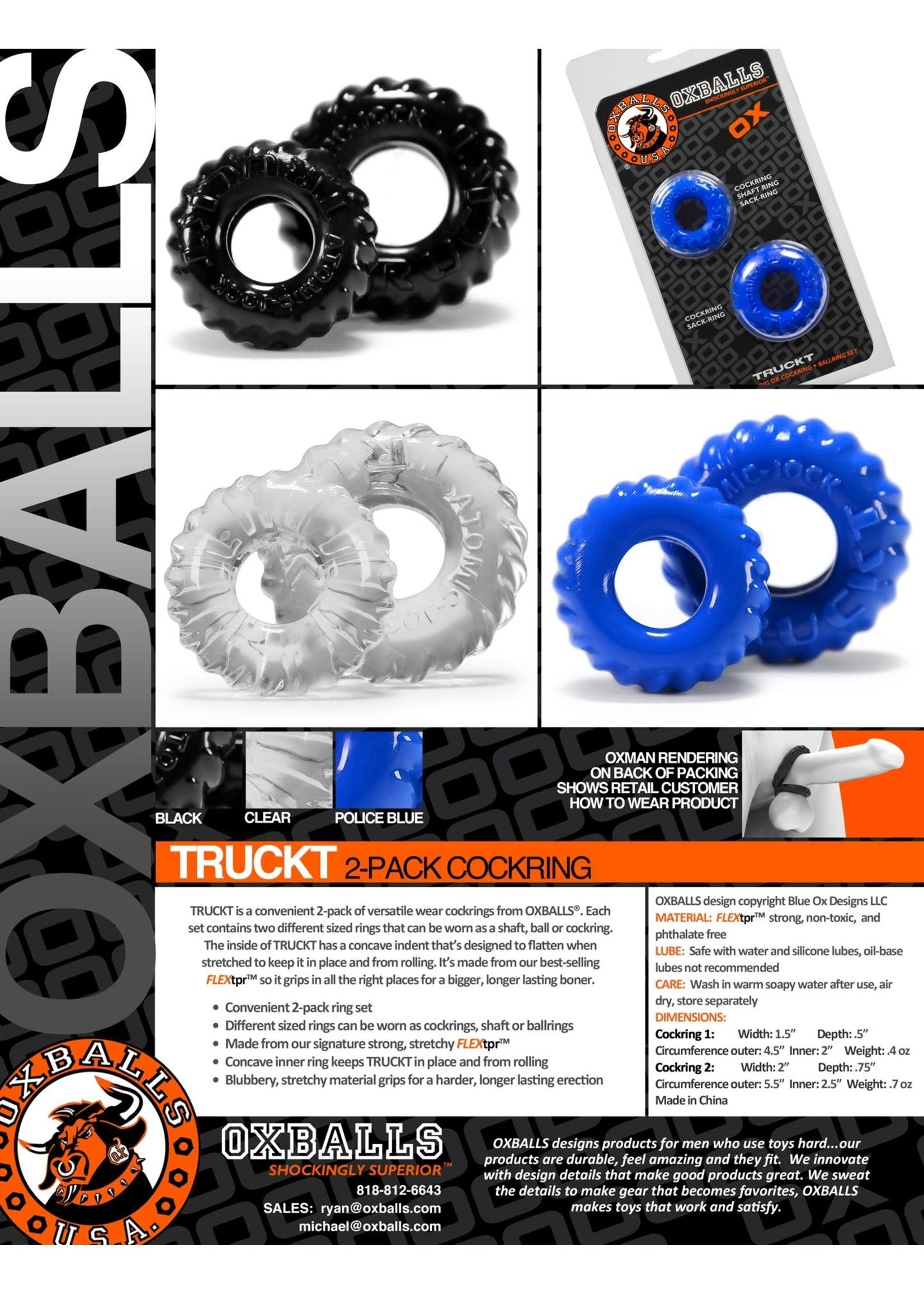 Oxballs TruckT 2 Piece Cock & Balls Ring Set-Adult Toys - Cock Rings-Oxballs-Danish Blue Adult Centres