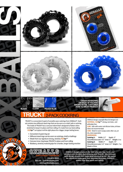 Oxballs TruckT 2 Piece Cock & Balls Ring Set-Adult Toys - Cock Rings-Oxballs-Danish Blue Adult Centres