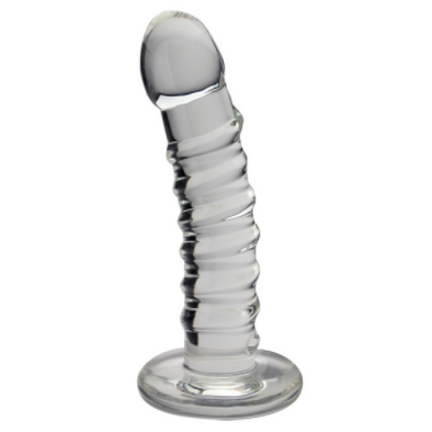 Spartacus - Glass 6in Basic Curve Spiral Dildo Clear-Adult Toys - Dildos - Glass-Spartacus-Danish Blue Adult Centres