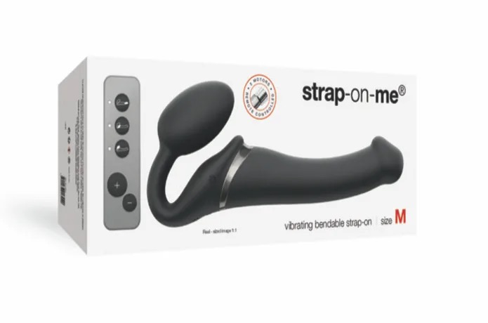 Strap-On-Me Vibrating/Bendable Medium (Black)-Adult Toys - Strap On - Strapless-Strap On Me-Danish Blue Adult Centres